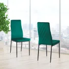6 Lounge Chairs in Green Velvet Effect Microfiber Fabric - Calabria Viadurini