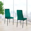 6 Lounge Chairs in Green Velvet Effect Microfiber Fabric - Calabria