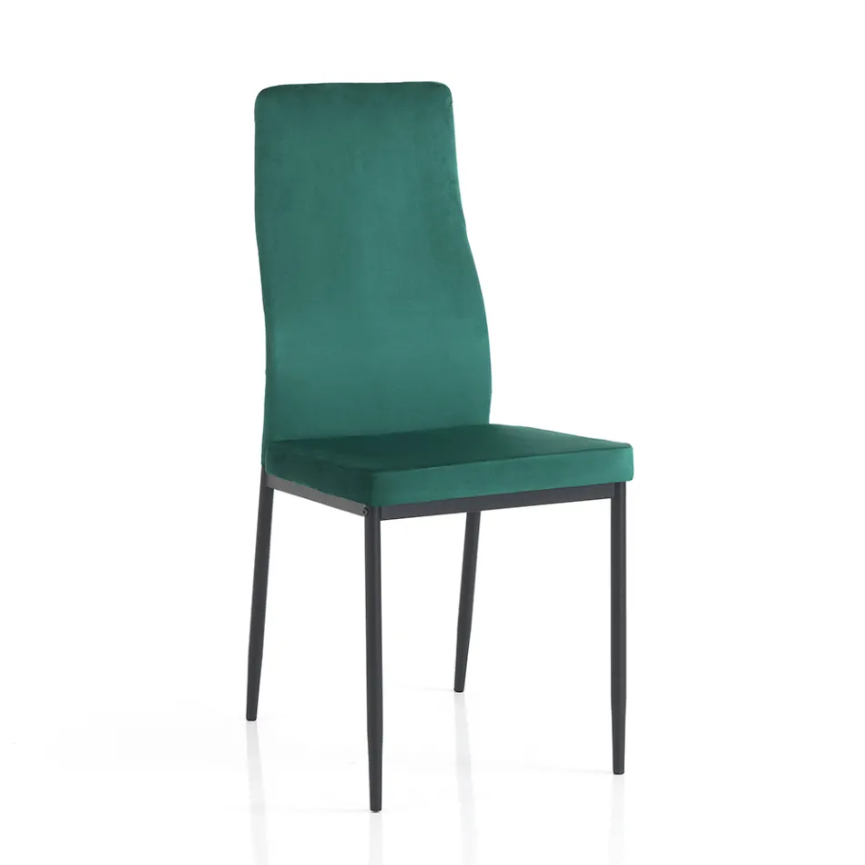 6 Lounge Chairs in Green Velvet Effect Microfiber Fabric - Calabria Viadurini
