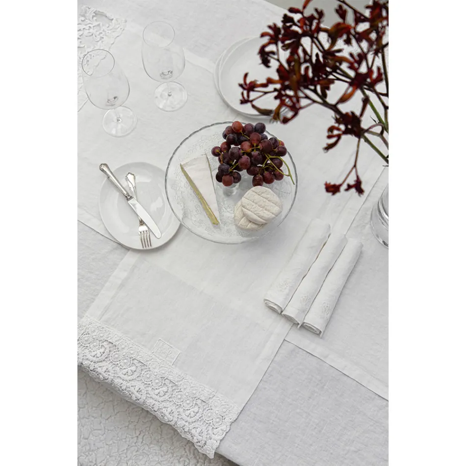 6 Light Linen Napkins with High Quality Italian Luxury Decoration - Virtu Viadurini
