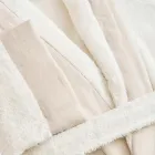 Cotton Terry Shawl Collar Gown with Linen Ruffle and Monogram - Softness Viadurini