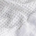 Cotton Honeycomb Hooded Gown with Linen Frill - Plush Viadurini