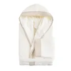 Cotton Terry Hooded Gown with Linen Frill - Mellow Viadurini