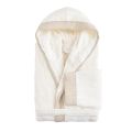 Cotton Terry Hooded Gown with Linen Frill - Mellow