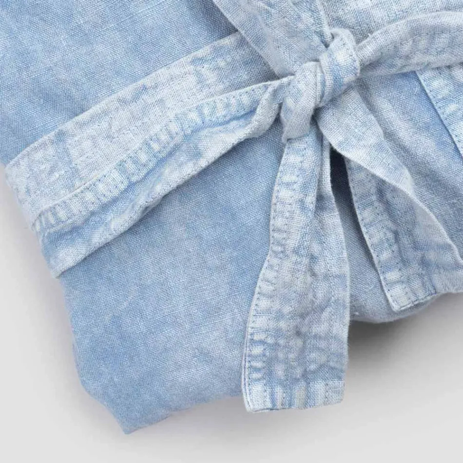 Luxury Heavy Linen Gown with Bonnet Made in Italy - Palace Viadurini