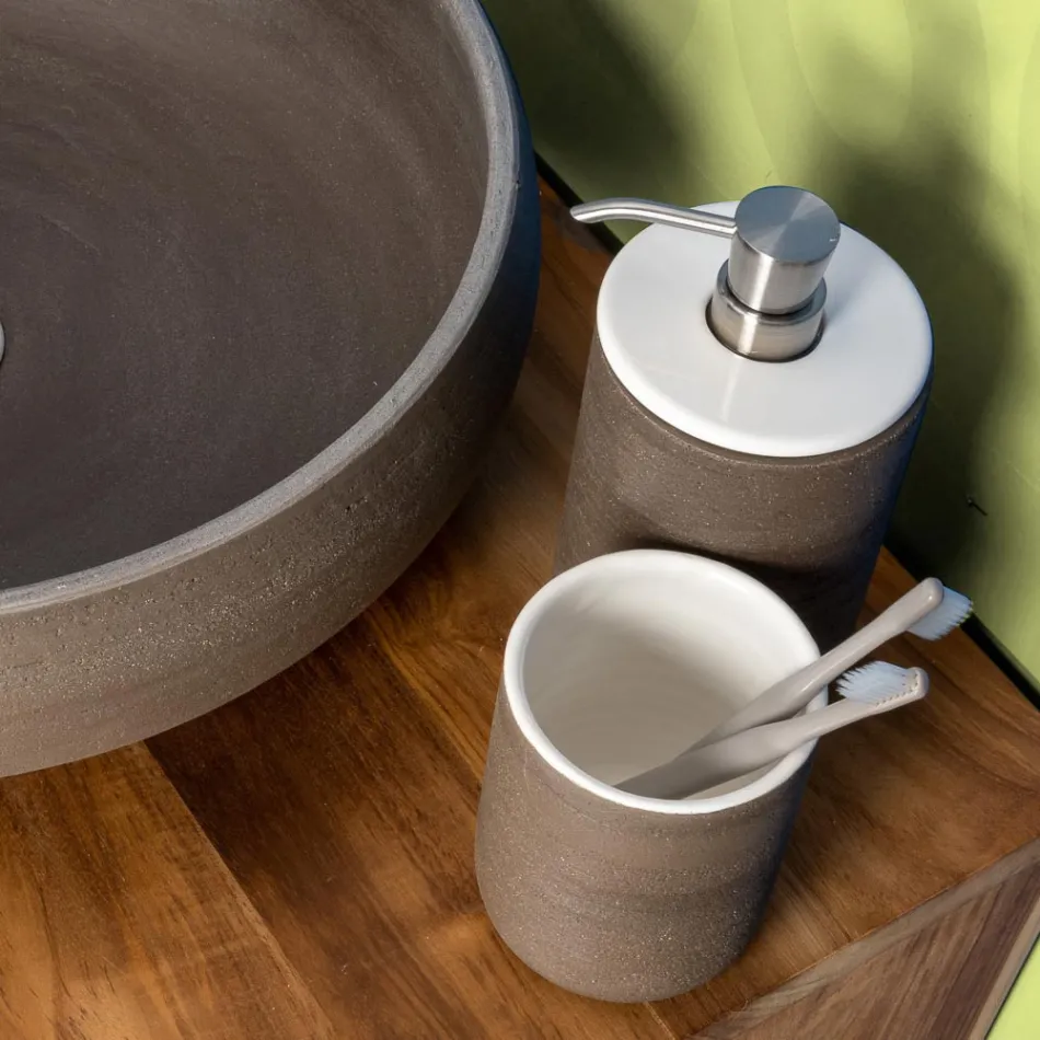 Bathroom Accessories in White Refractory Clay Made in Italy - Antonella Viadurini