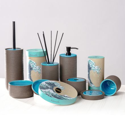 Modern Bathroom Accessories in Blue Clay Made in Italy - Antonella Viadurini
