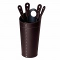 Fireplace accessories with Nilar leather holders, modern design