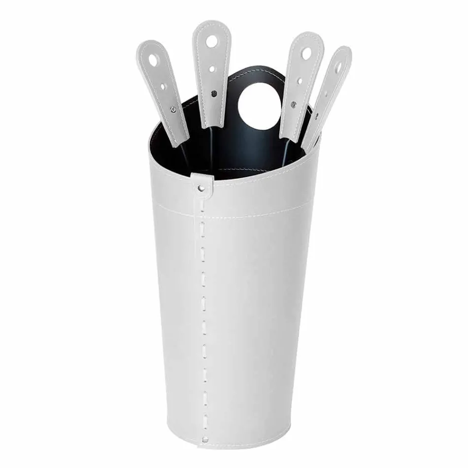 Fireplace accessories with Nilar leather holders, modern design Viadurini