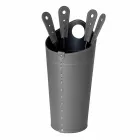 Fireplace accessories with Nilar leather holders, modern design Viadurini