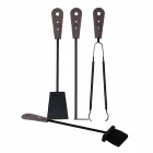 Fireplace accessories with Nilar leather holders, modern design Viadurini