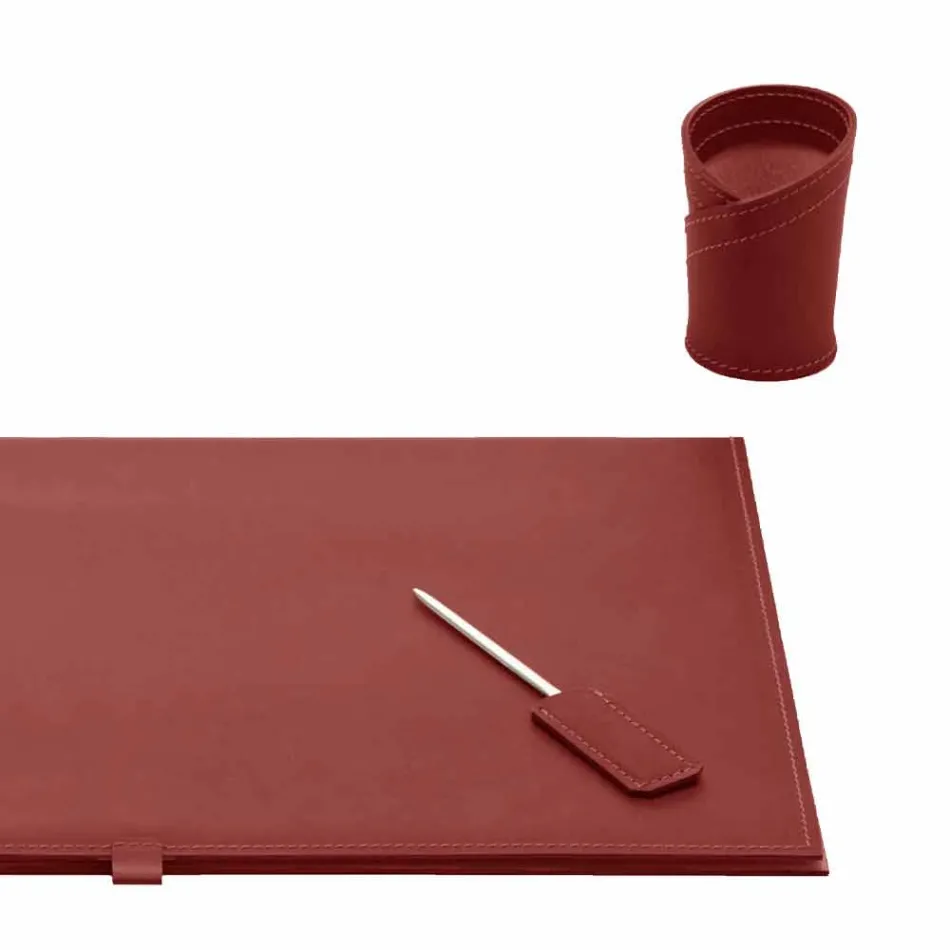 Desk Accessories in Regenerated Leather 5 Pieces Made in Italy - Aristotle Viadurini
