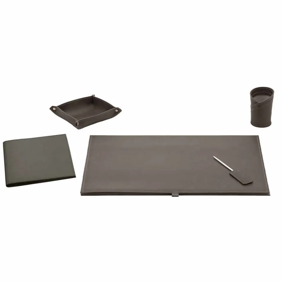 Desk Accessories in Regenerated Leather 5 Pieces Made in Italy - Aristotle Viadurini