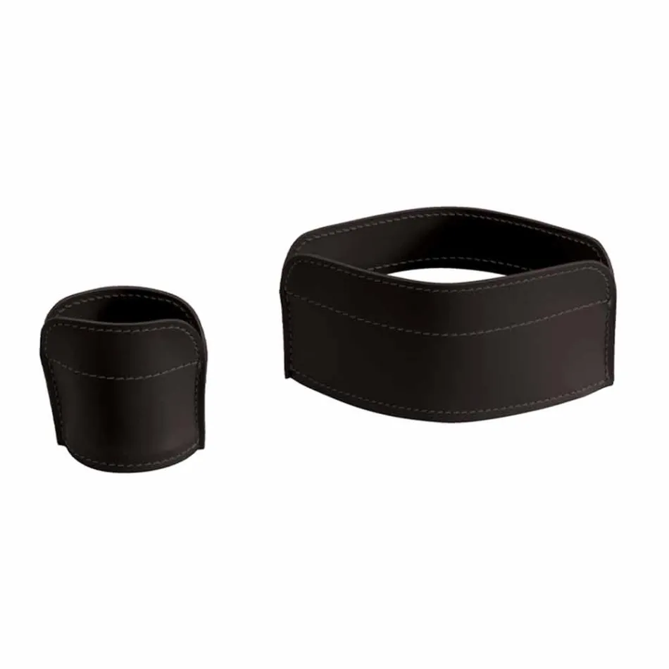 4 Piece Regenerated Leather Desk Accessories Made in Italy - Ebe Viadurini