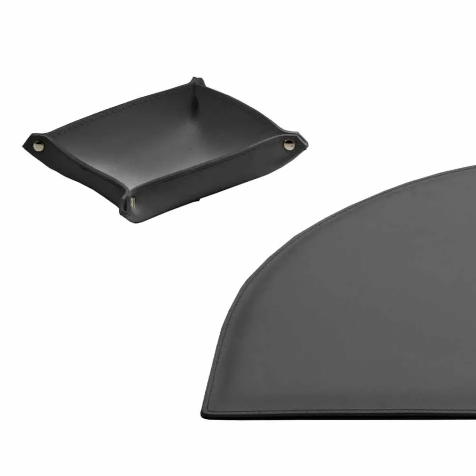 Desk Accessories in Regenerated Leather 4 Pieces Made in Italy - Medea Viadurini