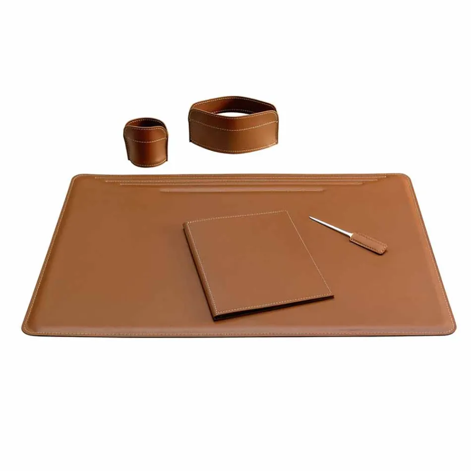 Desk Accessories in Regenerated Leather 5 Pieces Made in Italy - Ebe Viadurini