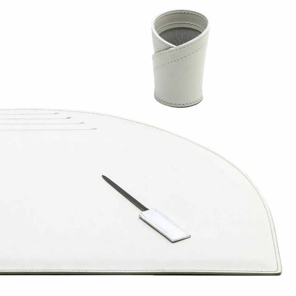 Desk Accessories in Regenerated Leather 5 Pieces Made in Italy - Medea Viadurini