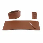 Accessories 4 Pieces Regenerated Leather Desk Made in Italy - Brando Viadurini