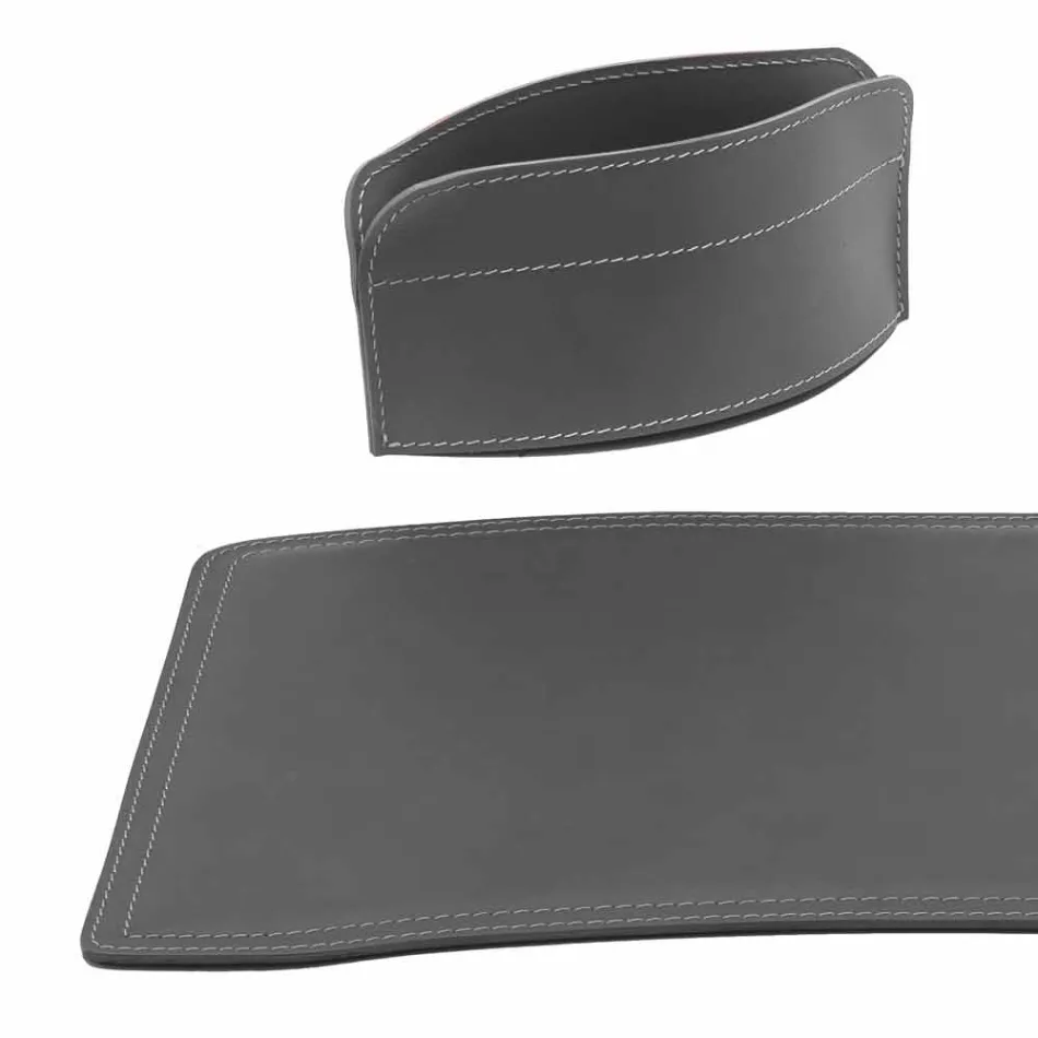 Accessories 4 Pieces Regenerated Leather Desk Made in Italy - Brando Viadurini