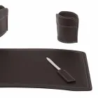 Accessories 4 Pieces Regenerated Leather Desk Made in Italy - Brando Viadurini