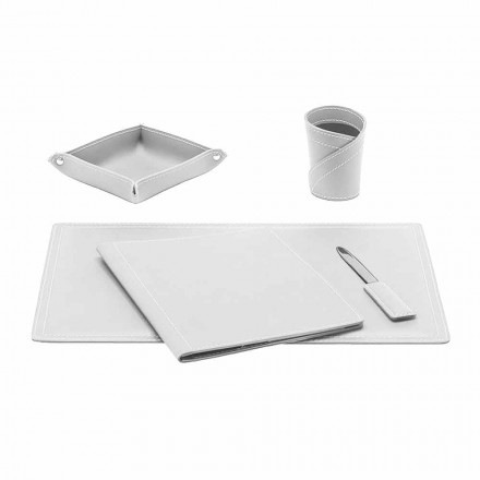 Accessories 5 Piece Regenerated Leather Desk Made in Italy - Ascanio Viadurini