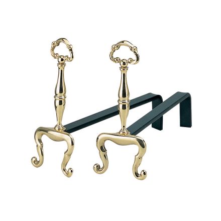 Fireplace Andirons Height 32 cm in Brass Made in Italy - Panda Viadurini