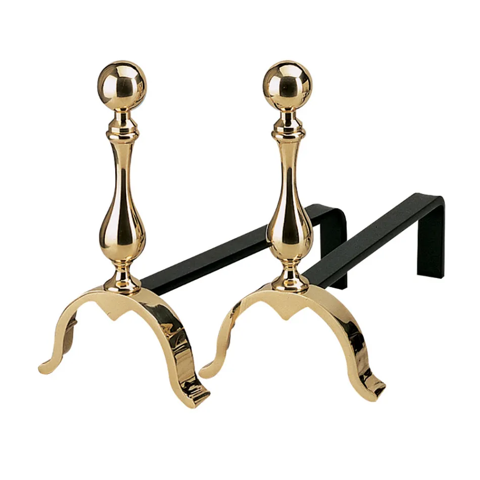 Brass Fireplace Andirons Height 32 cm Made in Italy - Bear Viadurini