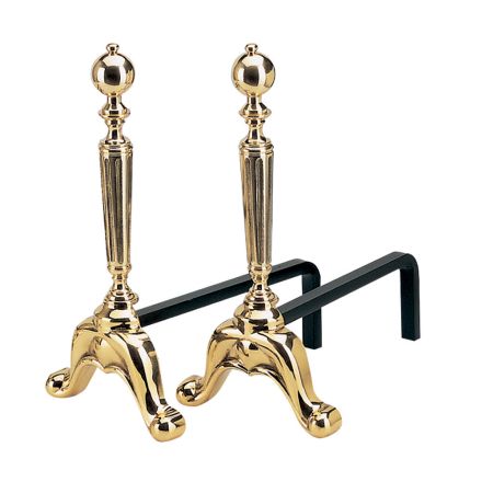 Brass Fireplace Andirons Height 39 cm Made in Italy - Fox Viadurini