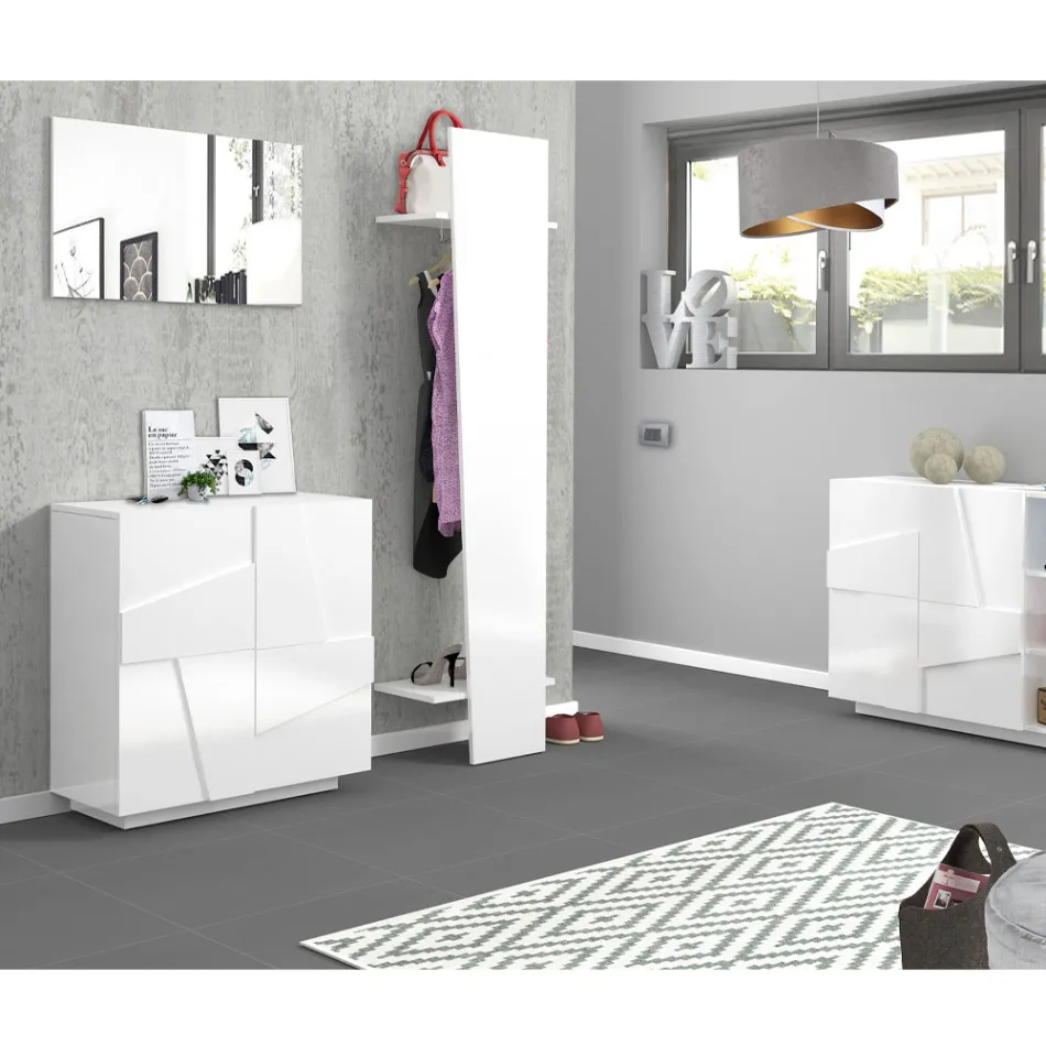 Design Entrance Coat Rack in White Wood, Slate or Concrete - Fjona Viadurini