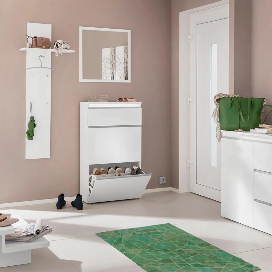 Hallway Coat Rack in White or Anthracite Glossy Wood - Emanuelito Viadurini