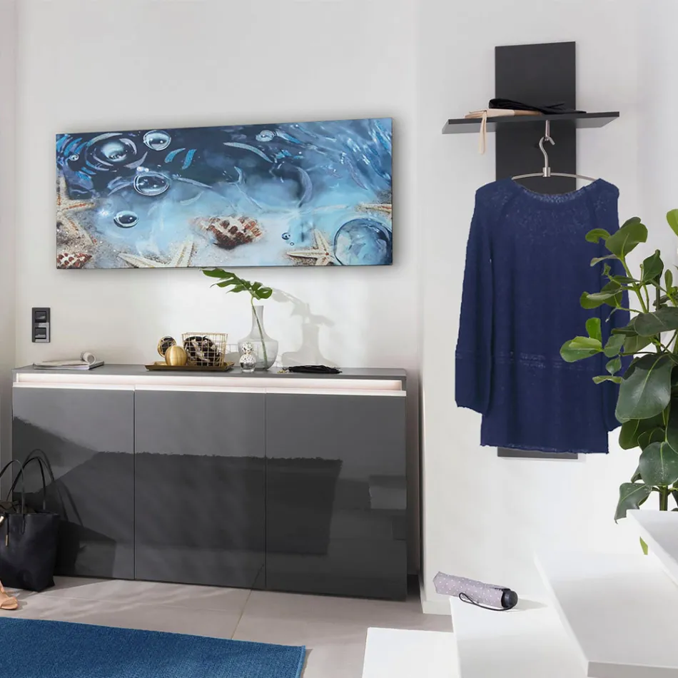 Hallway Coat Rack in White or Anthracite Glossy Wood - Emanuelito Viadurini