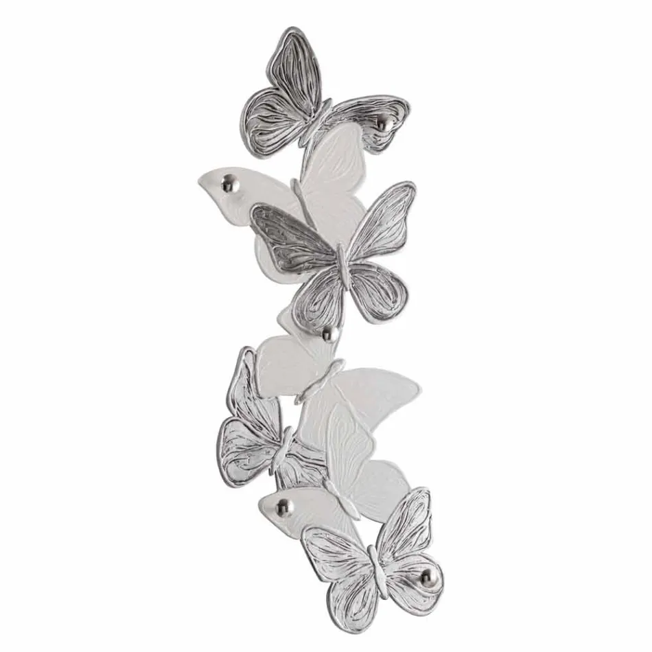Wall hanger with design butterflies 5pomelli made in Italy Brice Viadurini