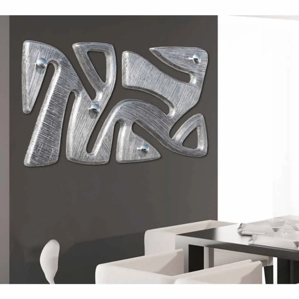 Wall hanger by hand decorated with silver leaf design Holt Viadurini