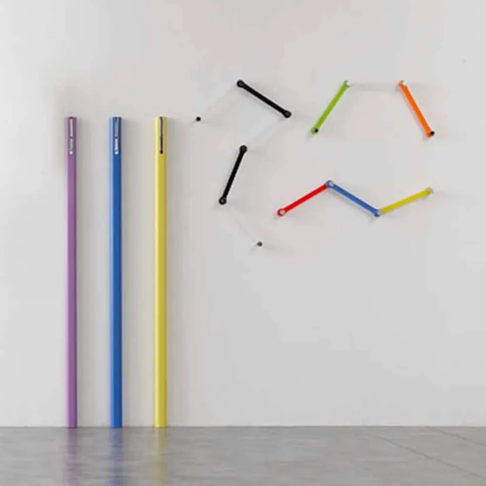 Wall Coat Hanger in Lacquered Mdf with Double Hook Made in Italy - Mercury Viadurini