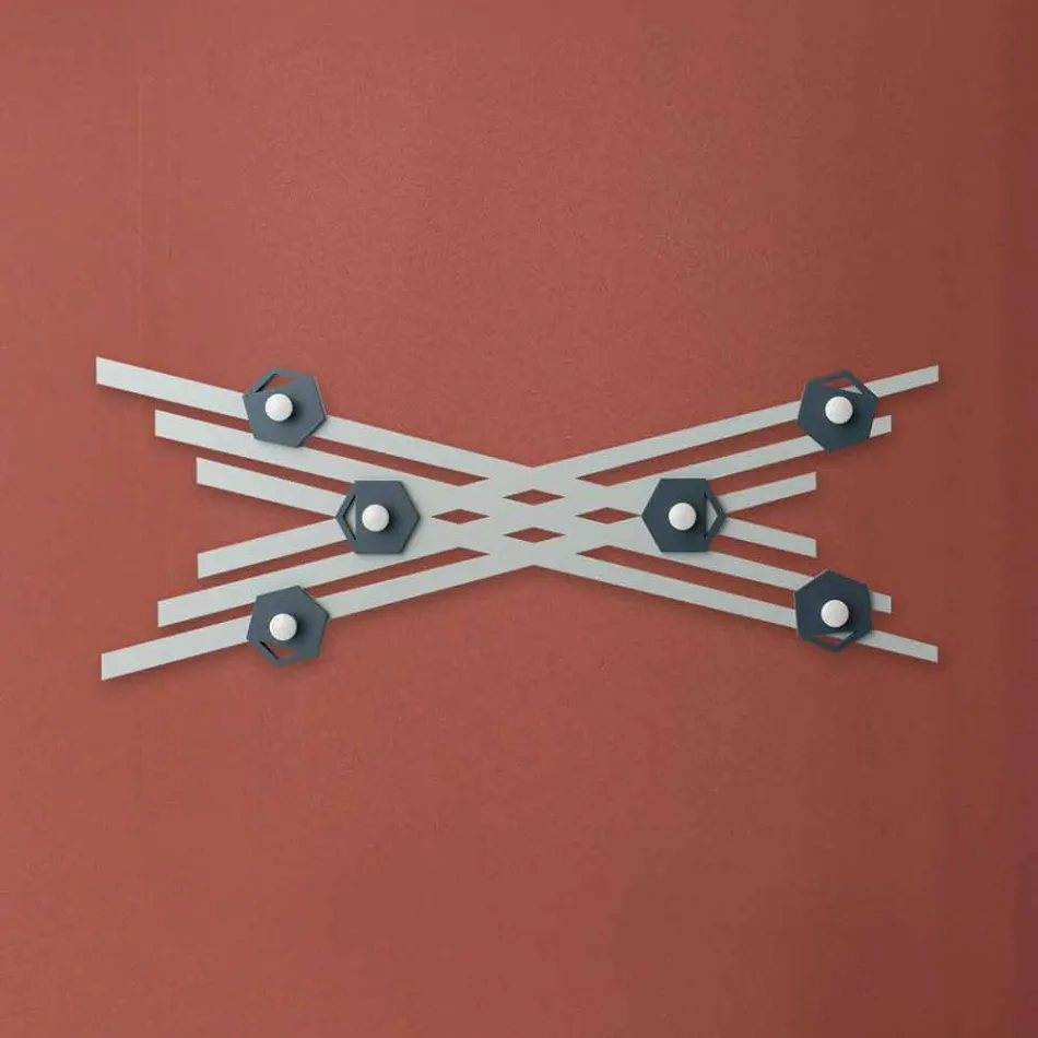 Modern Design Wall Coat Rack in Colored Lacquered Wood - Picassino Viadurini