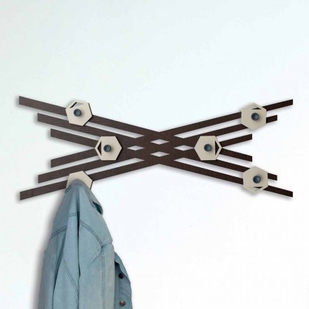 Modern Design Wall Coat Rack in Colored Lacquered Wood - Picassino Viadurini
