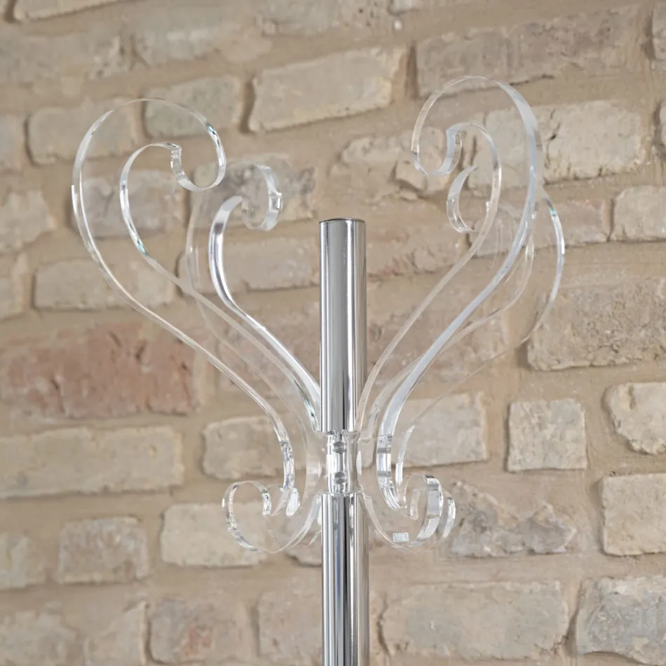 5 Arms Floor Coat Rack Steel and Transparent Acrylic - Gloriano Viadurini