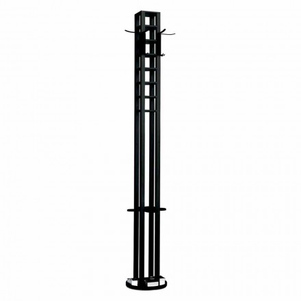 Black Ash Floor Coat Stand with Chrome Details Made in Italy - Etna Viadurini