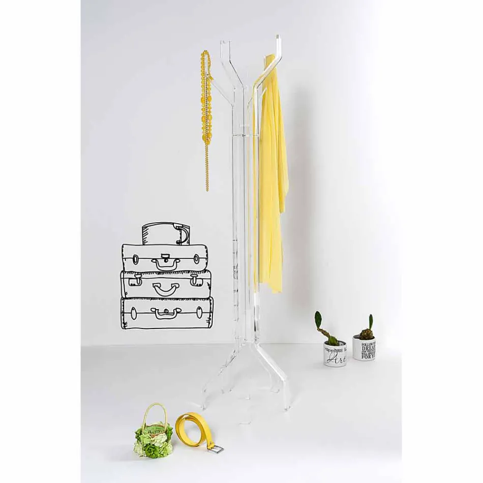 Transparent earth coat rack with 5 hooks Andrea, modern design Viadurini