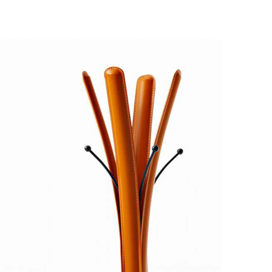 Modern Design Black Steel Coat Hanger Covered in Leather - Nature Viadurini