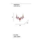 Classic 2 Lights Wall Lamp in Handmade Italian Glass and Gold Metal - Oliver Viadurini