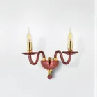 Classic 2 Lights Wall Lamp in Handmade Italian Glass and Gold Metal - Oliver Viadurini