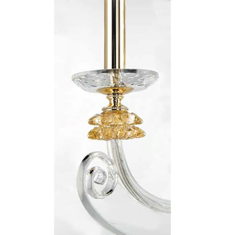 2 Lights Wall Lamp in Blown Glass and Classic Luxury Optical Crystal - Cassea Viadurini