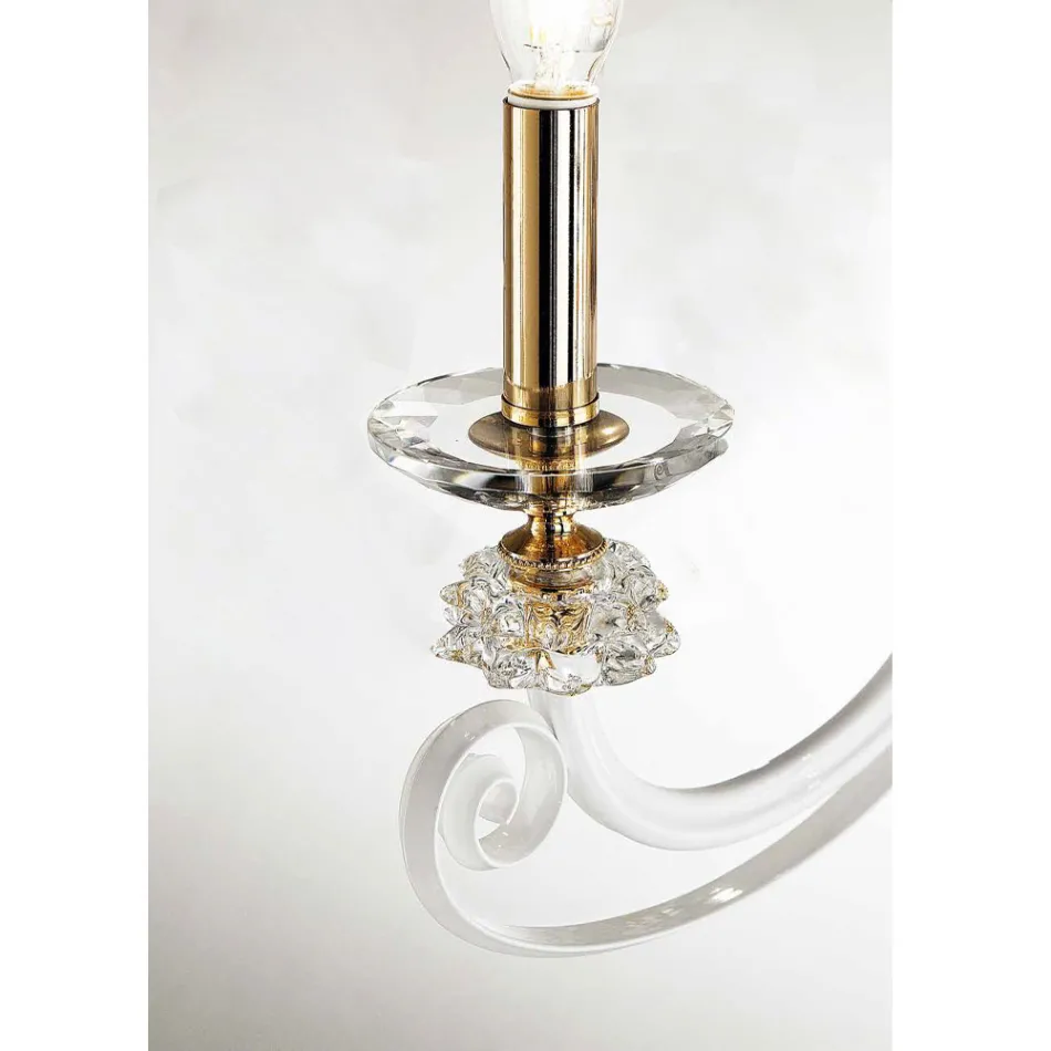 2 Lights Wall Lamp in Blown Glass and Classic Luxury Optical Crystal - Cassea Viadurini