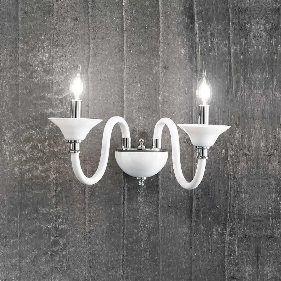 2 Lights Wall Lamp in Italian Artisan Glass Classic Style - Mindful Viadurini