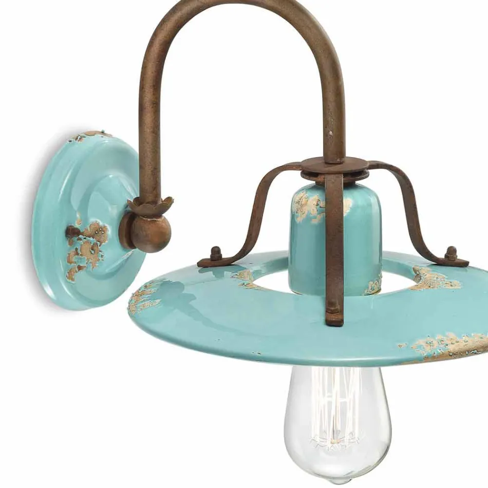 Applique country spotlight in metal and ceramic Gladys Ferroluce Viadurini