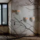 Wall Sconce 2 Lights in Matt White Ceramic Modern Design Owl - Owl Viadurini