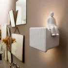 Wall Sconce with 3 Led Lights in Matt White Ceramic with Umarell - Ometto Viadurini
