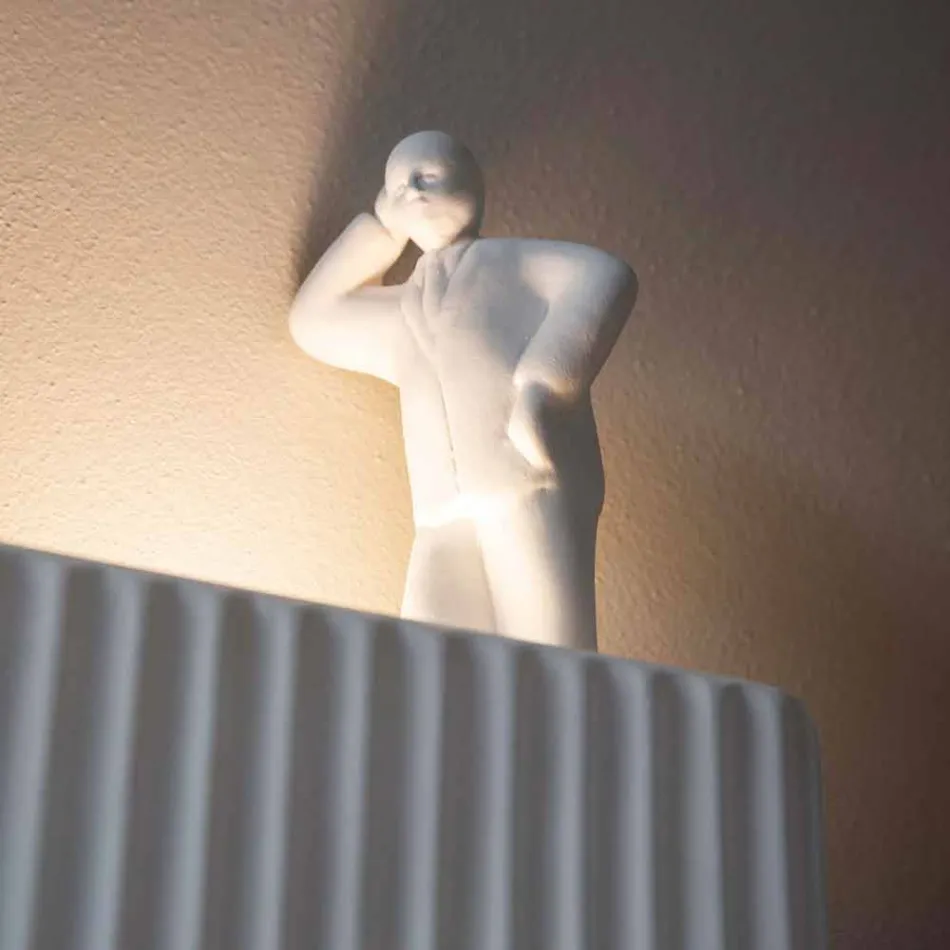 Wall Sconce with 3 Led Lights in Matt White Ceramic with Umarell - Ometto Viadurini