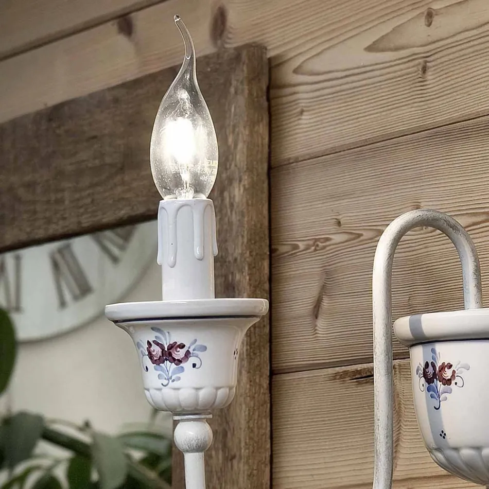 Artisan Wall Sconce in Ceramic and Hand Painted Brass - Sanremo Viadurini